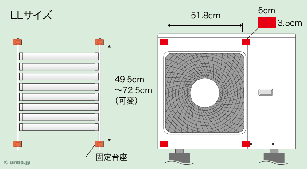 業務用室外機風除けルーバーを取付可能な室外機